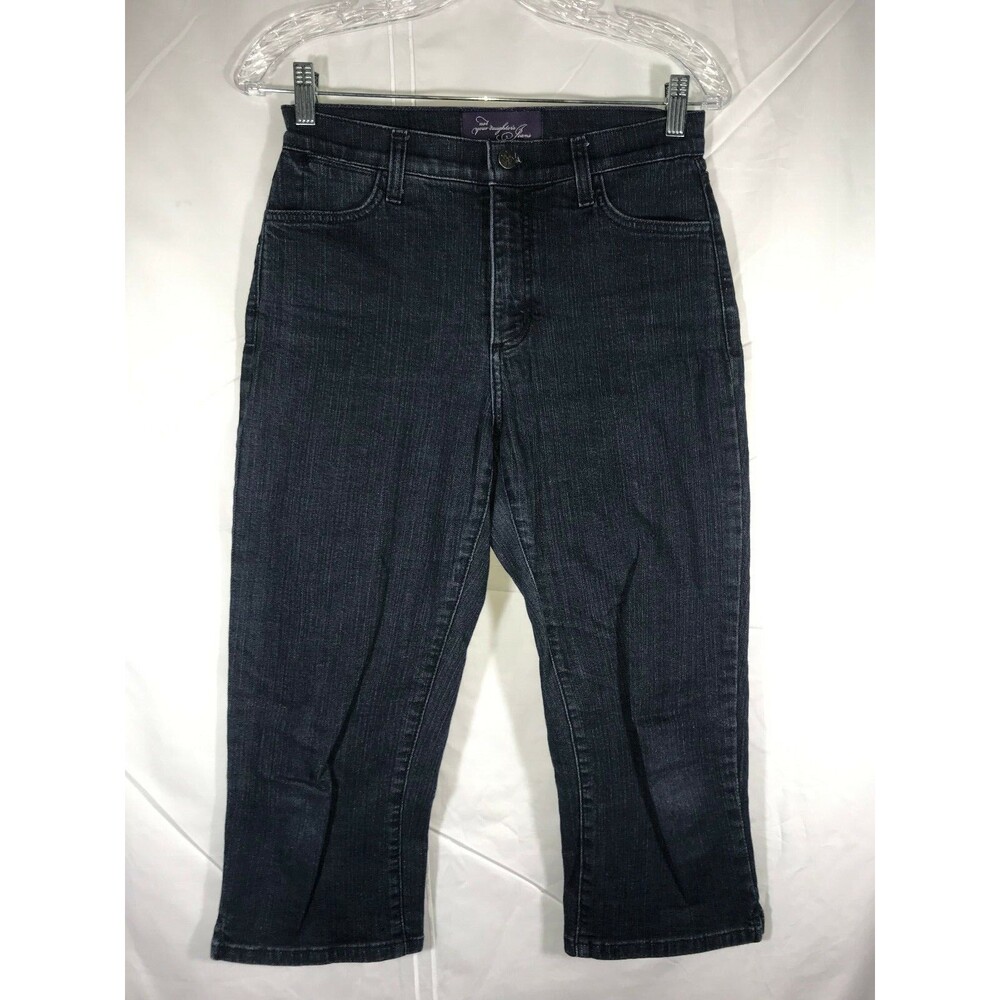NYDJ Women's Size 4â Crop Capri Dark Wash Jeans Leg Slit Lift & Tuck Stretch USA